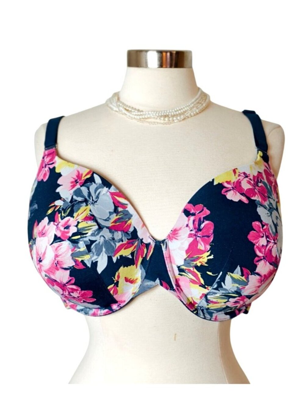 Cacique 42DDD Underwire Bra Floral Lightly Padded 42F T-Shirt Full Coverage Chic